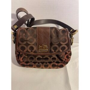 Coach Signature Jacquard Flap Crossbody Bag Brown Mahogany 12988